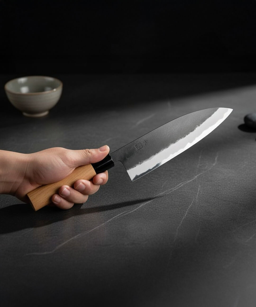 Cuchillo Santoku 18 cm Hinokuni Shirogami #1 vista alternativa