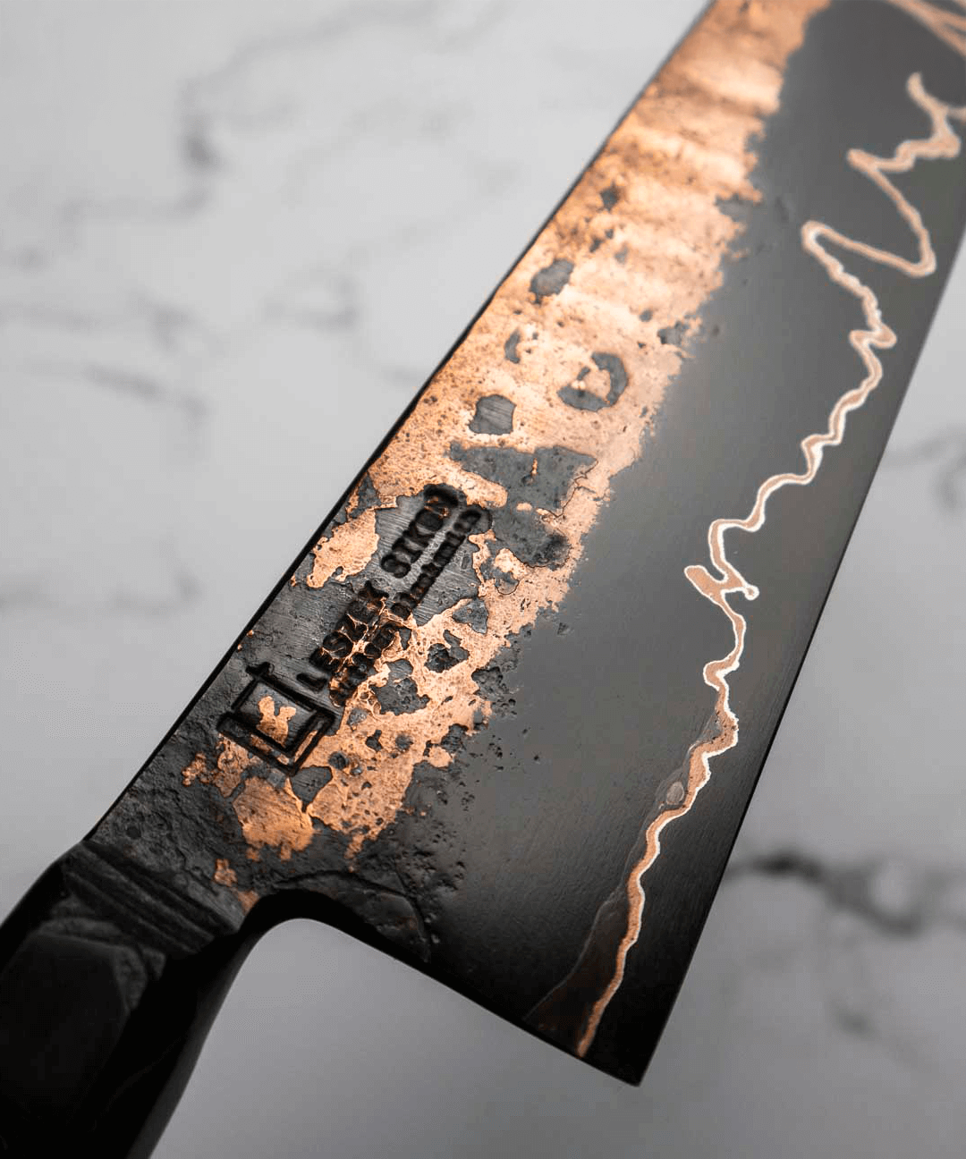 Cuchillo Gyuto 230mm Damasco Cobre 1